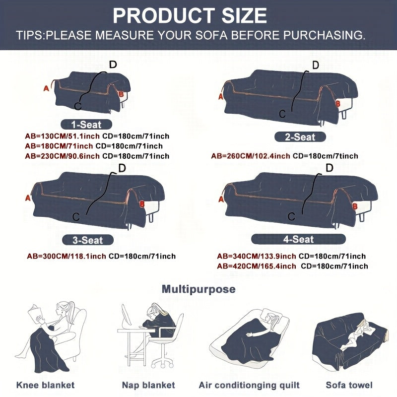 1pc Modern & Striped Sofa Cover - Soft Polyester, Machine Washable, Easy to Fit for 3-Seater, Loveseat, Sectional Sofa, Armchair