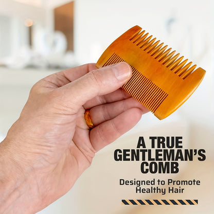 Wooden Beard And Comb Set For Men - Perfect For Beards Head Hair And Mustaches Men's Grooming Kit For Styling, Contain Wooden Comb, Bristle Brush, Scissors, Holiday Gift Father's Day Gift