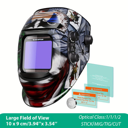 Máscara de soldadura com ecrã de visualização ampla, ARCCAPTAIN, com escurecimento automático True Color.
