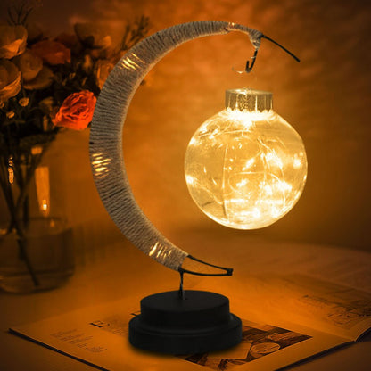 LED Ball Lamp Wrought Iron Moon Lamp, Plastic And Iron Bar Desk Lamp Decorative Lamp, Bedroom Decorative Modeling Lamp (battery Not Included) Halloween, Christmas Decor For Hotel/catering/event Holding