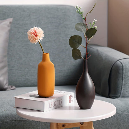 4pcs Ceramic Vases Farmhouse Table Decor, Small Flower Vase Set For Coffee Table Shelf Dining Room Modern Boho Home Decor