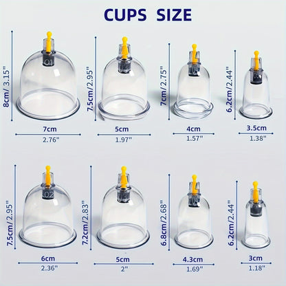 Professional Cupping Set with Pump, Vacuum Suction Cups, Home Use Cupping Kit for Massage