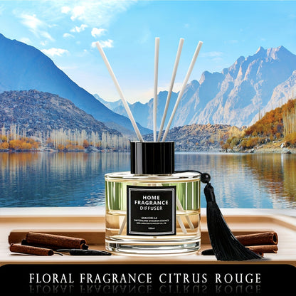 Luxury Hotel Series Reed Diffuser Set - 100ml Large Capacity, Long-Lasting Scent (5-7 Weeks) for Living Room and Bedroom - Spice Fragrance, Swiss Raffinerie Ingredients, Glass and Rattan, Cylinder Shape, Under 1L - Ideal for