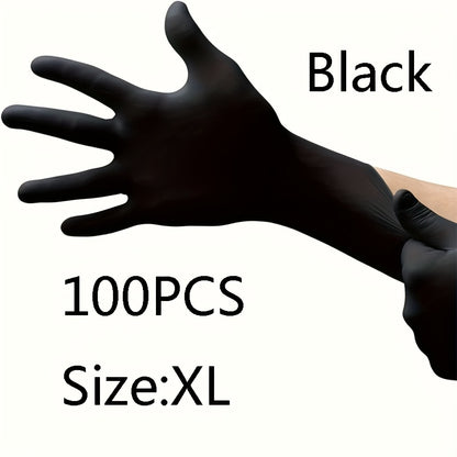 100pcs Black Nitrile Disposable Gloves, Suitable for Home Cleaning, Tattooing, Nail Care, Household, Salon Use, Waterproof Disposable Gloves, Left and Right Hand Universal