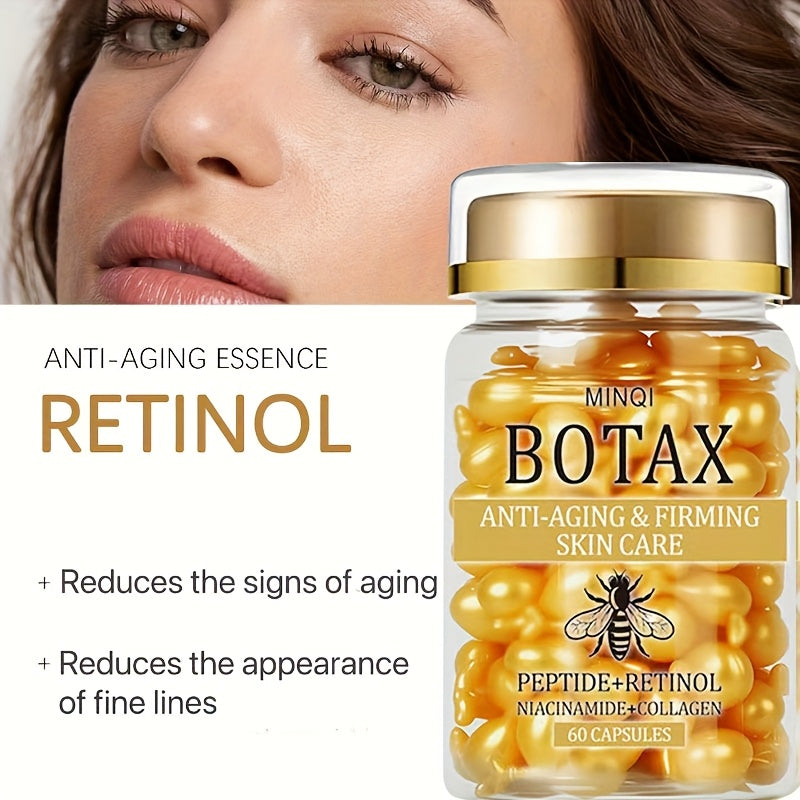 2-Pack of 120 BOTAX Firming Capsules, Skincare Product with Retinol, Collagen, Bee Venom, and Acetyl Cysteine, Enriched with Hyaluronic Acid for Light Beige Tightening, Suitable for All Light Beige Types, Lightweight Texture,