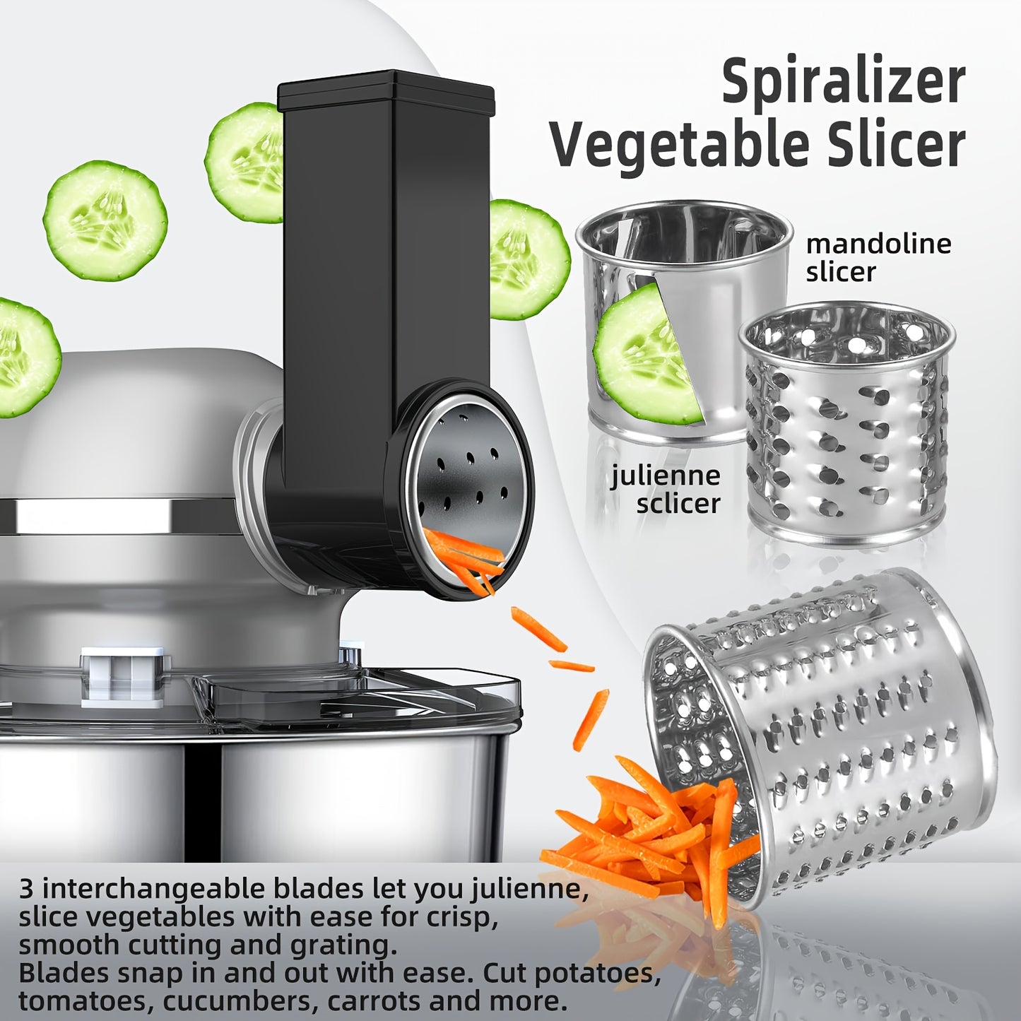 Homlee 6 in 1 Multifunctional Stand Mixer with 5.5L Stainless Steel Bowl, 2000W 6 Speed Tilt-Head Meat Grinder, Juice Blender with 1.5L Glass Jar, Multi-Functional Food Processor, Commercial Mixers for Most Home Cooks Beater