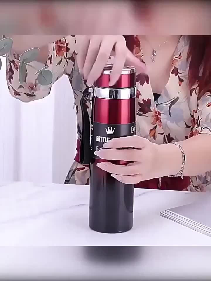 1000ml/33.8oz Stainless Steel Thermos - Double-Wall Vacuum Insulated Cup with Leakproof Lid, 24-Hour Hot/Cold Retention, Large Mouth for Easy Cleaning - Matte Finish, Ideal for Camping, Hiking, Office, Travel - Keeps Drinks H