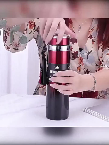 1000ml/33.8oz Stainless Steel Thermos - Double-Wall Vacuum Insulated Cup with Leakproof Lid, 24-Hour Hot/Cold Retention, Large Mouth for Easy Cleaning - Matte Finish, Ideal for Camping, Hiking, Office, Travel - Keeps Drinks H