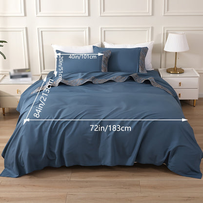 Luxury jacquard Bed Sheets Set 40.64cm deep pocket - 4pcs Bedding - Shrinkage and Fade Resistant - Easy Care 1flat+1fitted+1/2pillowcase