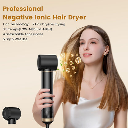 5-In-1 Hot Air Styler Brush – Electric Hair Straightener & Curling Iron with Interchangeable Attachments, Hot Air Brush for Wet Or Dry Hair, Hair Straightening Drying Curling Products