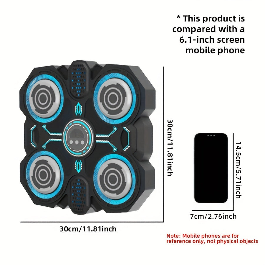 Interactive boxing exercise toy with 4 targets, updated edition with cool LED lights and dynamic music, includes punching gloves, adjustable speed, wall mountable, ideal for indoor training and family fun, battery operated (AA No. 1)