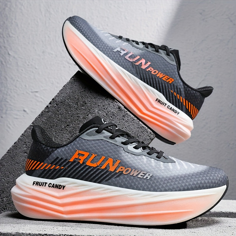 Lightweight breathable running shoes for men - Low-profile stability design with durable rubber outsole for road, trail and gym training - All-season comfort, extended sizes, unisex-friendly (black/orange), Fitness footwear, Sleek Sport