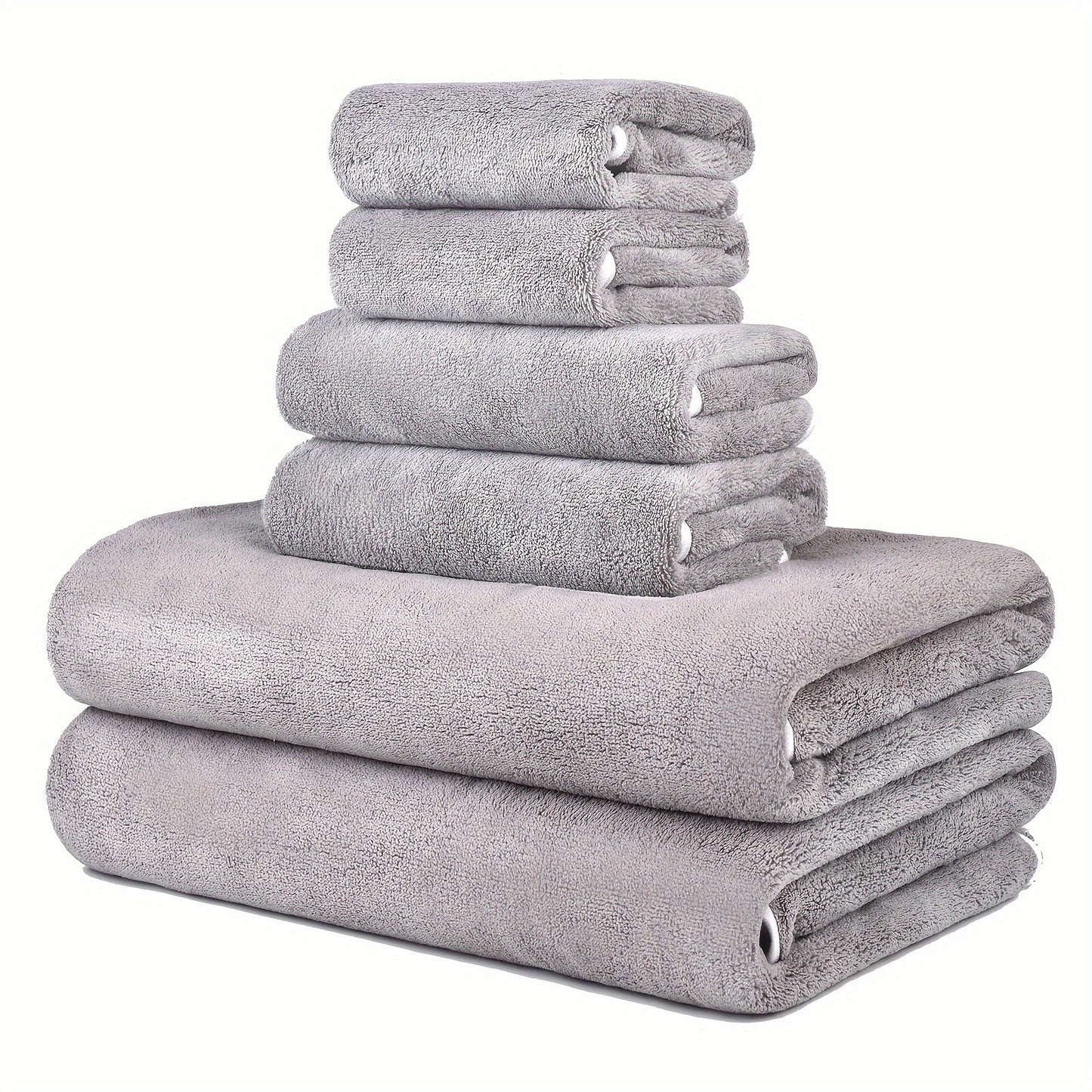 DIAOJIA 6pcs Ultra-Soft Microfiber Towel Set - Quick Dry, Super Absorbent & Lightweight - Includes Bath (68.58x139.7cm), Hand (33.02x76.2cm) & Washcloths (34.8x34.8cm) - Perfect for Home, Gym, Travel