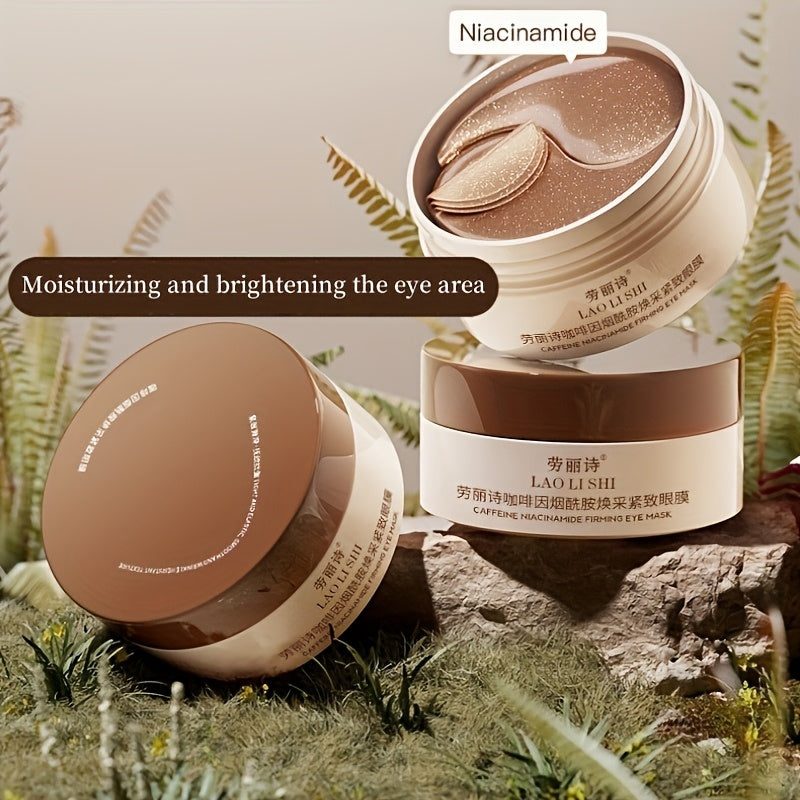 60pcs Caffeine & Peptide Eye Masks - Hyaluronic Acid & Niacinamide Infused, Firming & Radiant, Moisturizing for All Complexions, Alcohol-Free Gel Eye Patches