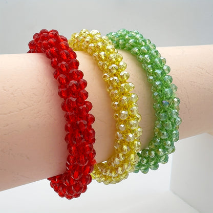 Esbbela 3pcs Bracelet Set Holiday Gift Beaded Artificial Crystal Stackable Strap Set with Elasticity Suitable for Women Men 16.51-20.32cm Daily Vacation