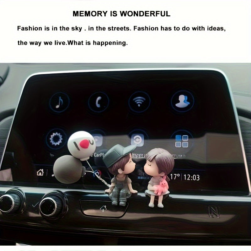 Cute Ornaments Couple Action Figurines Balloons Ornaments For Car Dashboard Decoration