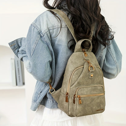Vintage Elegance Brown Backpack for Women - Adjustable Strap, Zipper Closure, Multiple Compartments, Stylish Shoulder & Crossbody Bag, Casual Everyday Bag|Vintage Elegance Bag|Durable Zipper Closure