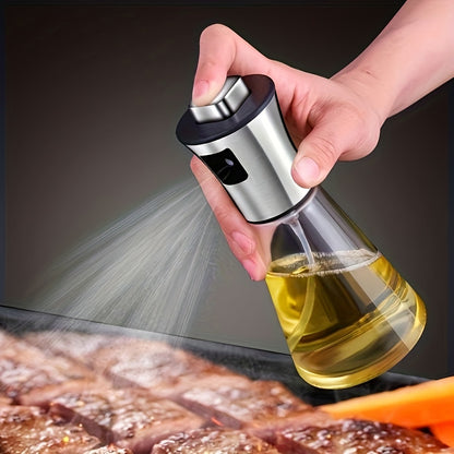 6.76oz Stainless Steel & Glass Oil Spray Bottle with Pressurized Nozzle - Large Capacity for Kitchen, BBQ, and Outdoor Use - Perfect for Olive, Cooking, and Barbecue Oils - Eid Al-Adha Mubarak Gift Idea, Oil Sprayer Bottle fo