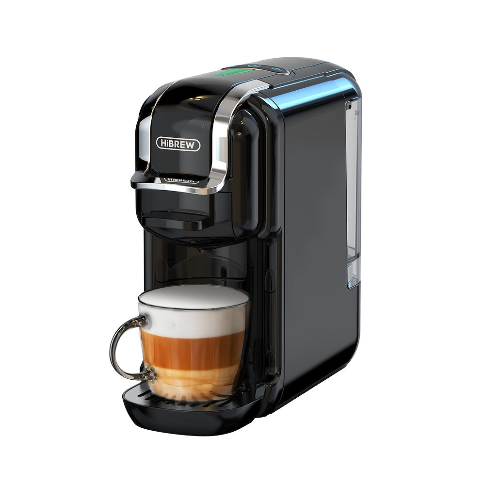 HiBREW 5-in-1 -in-One Coffee Machine: Espresso, Cappuccino, Latte, Drip, Capsule & Ground Coffee Maker with ESE/NS/DS/K-Cup Pods, 1450W System, Semi- Operation, European Plug (220-240V), Coffee Maker Machine, Espresso Coffee