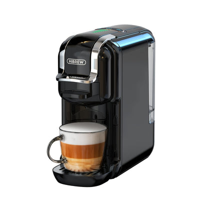 HiBREW 5-in-1 -in-One Coffee Machine: Espresso, Cappuccino, Latte, Drip, Capsule & Ground Coffee Maker with ESE/NS/DS/K-Cup Pods, 1450W System, Semi- Operation, European Plug (220-240V), Coffee Maker Machine, Espresso Coffee