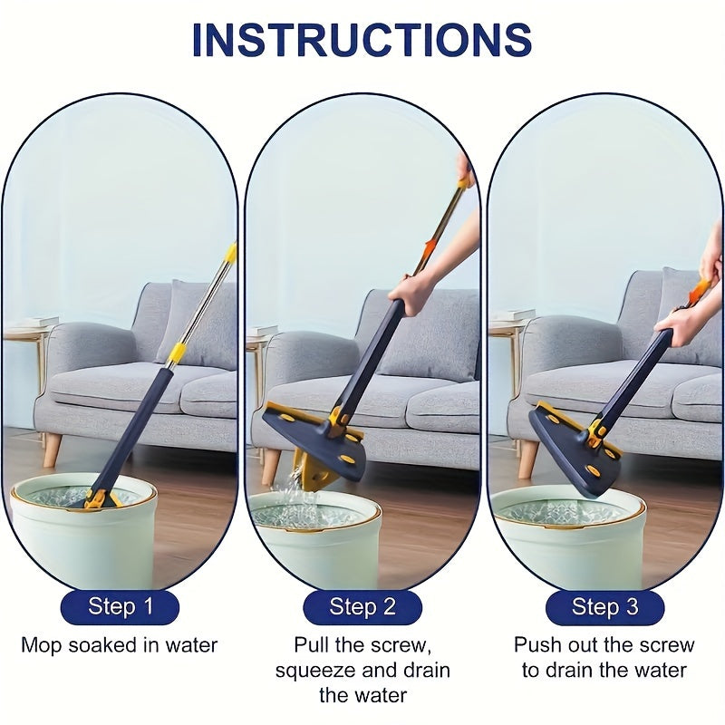 1pc, Triangle 360° Rotating Cleaning Mop, Long Handle Floor Mop, Hands-free Wash Squeeze Mop, Wet And Dry Dual-use Cleaning Mop, For Floor Wall Ceiling Corner Glass, Cleaning Supplies, Cleaning Tool