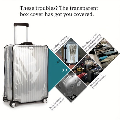 3pcs Luggage Protective Covers, Check-in Shockproof Thick PVC Transparent Dustproof Covers for 50.8cm+60.96cm+71.12cm Suitcases, Waterproof &amp; Durable