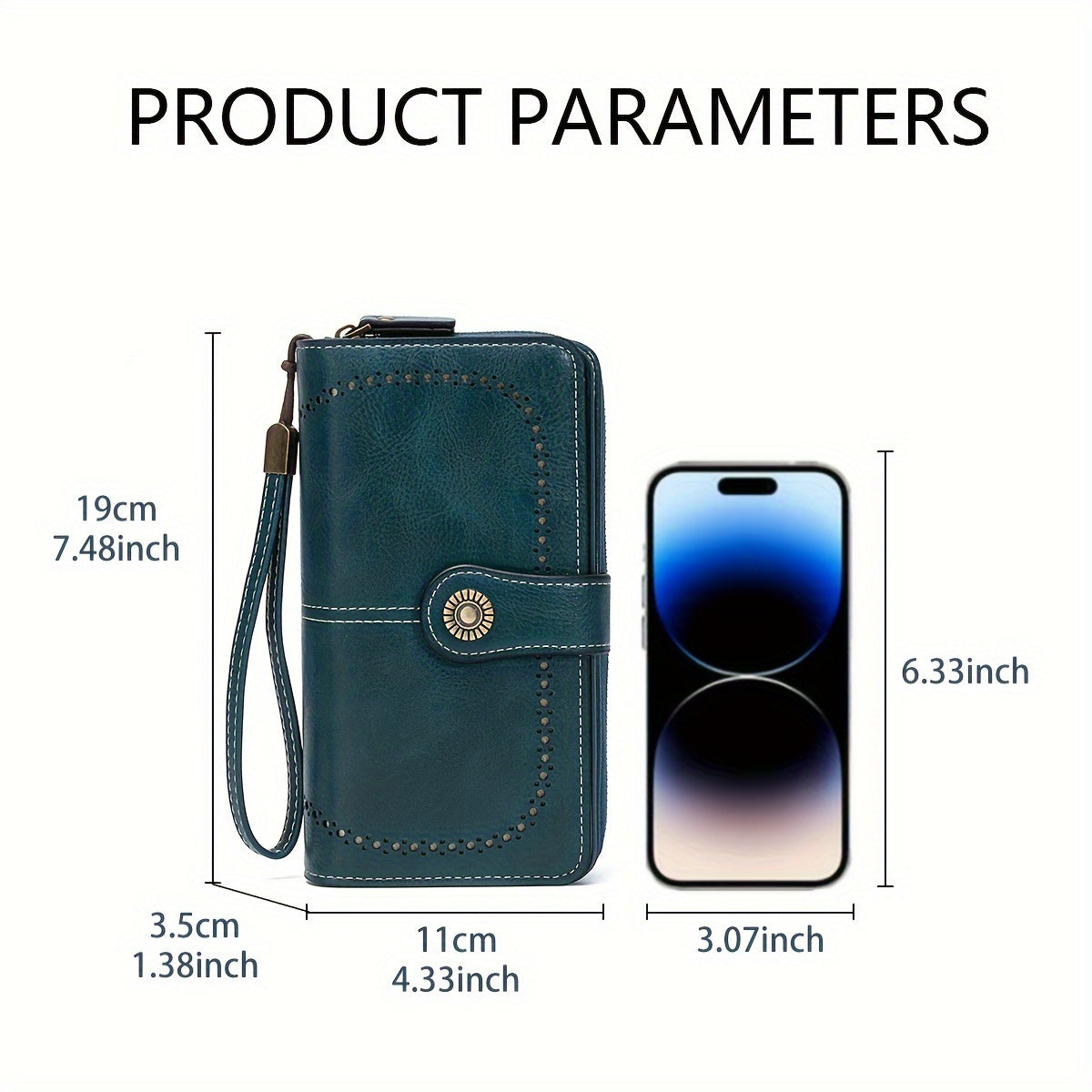 RFID Blocking Long Wallet With Wristlet, Retro Style Faux Leather Wallet With Multi Card Slots & Id Window