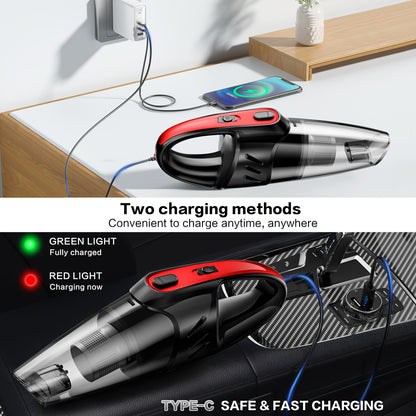 6000PA Car Vacuum Cleaner, Super Suction Power Handheld Vacuum with 2000mAh Battery, Low Noise, Includes 5 Accessories – Ideal for Car Interior Cleaning, Pet Hair Removal & Home Use, Women’s Auto Accessory Gift