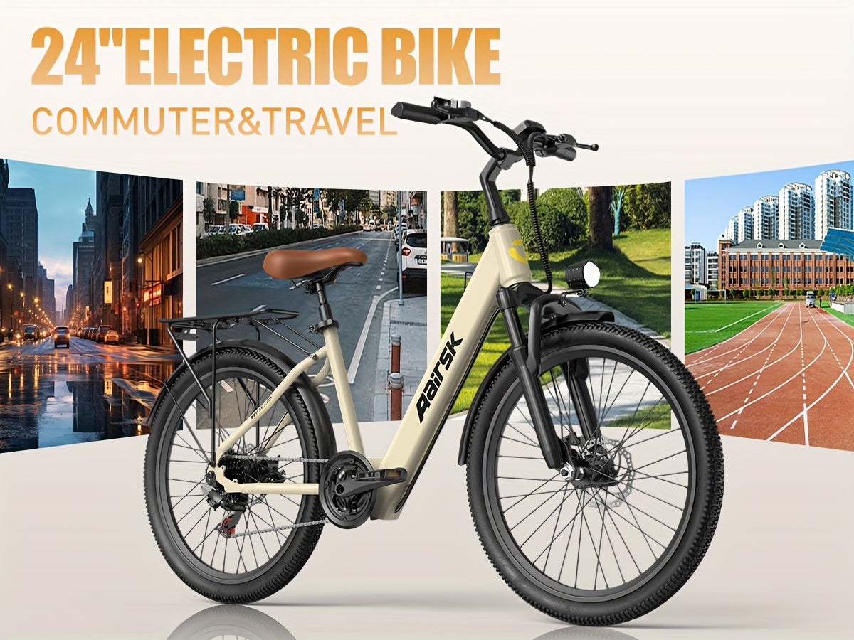 Aairsk 60.96cm Electric Bicycle for Adults, 7-Speed Ebike with 36V 13AH Replaceable Built-in Battery & 250W Motor, Full Suspension Electric Mountain Bike, 25 Km/h And 80km Range E-bike for Urban Commuters