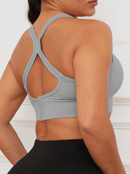 2pcs Stretchy Solid Racer Back Sports Bra, Comfy & Breathable Push Up Fitness Bra, Women's Lingerie & Underwear