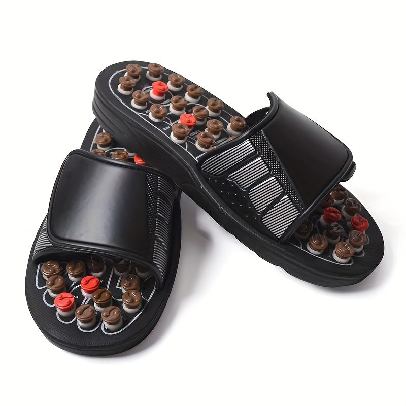 Massage Slippers Polka Dot Japanese Rotating Health Massage Slippers Acupoint Health Care Foot Health Slippers, Open Toe Non-Slip Massage Shoes Reflex Foot