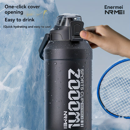 NRMEI Insulated Water Bottle with Straw, Double-Wall Vacuum Stainless Steel Thermos with Handle, Perfect for Sports and Gym Use