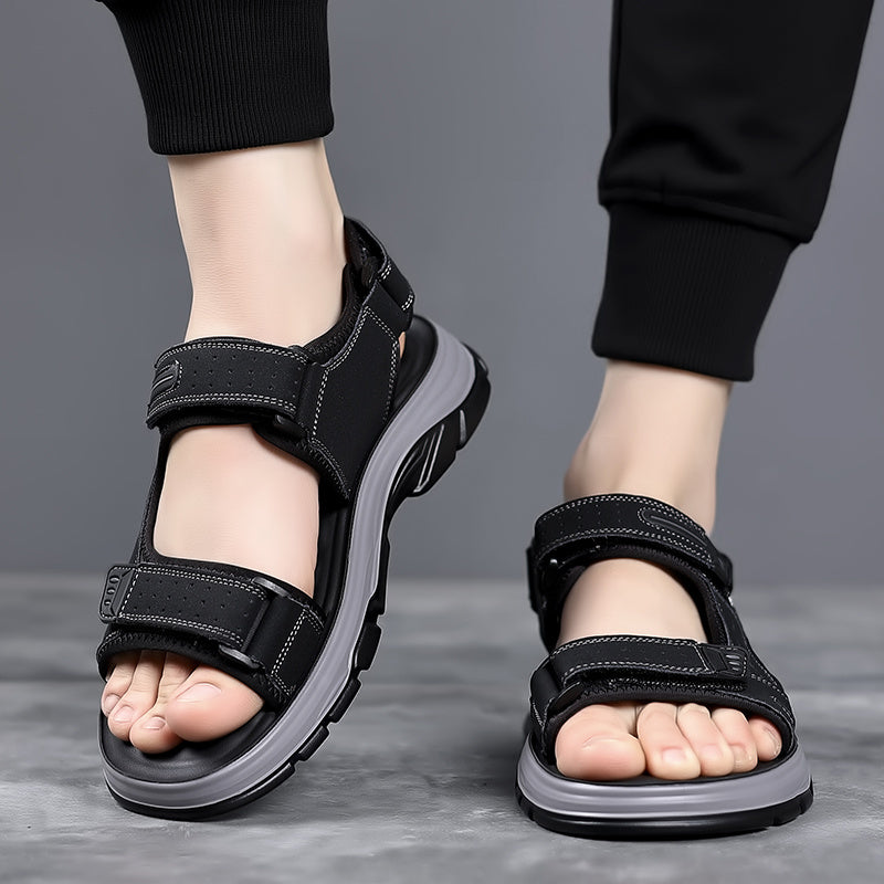 Men's Outdoor Sport Sandals, Athletic Open Toe Walking Sandals with Adjustable Hook and Loop Straps, Comfortable Cushioned Non-Slip Sole for Hiking, Beach, Travel, and Summer Water Activities