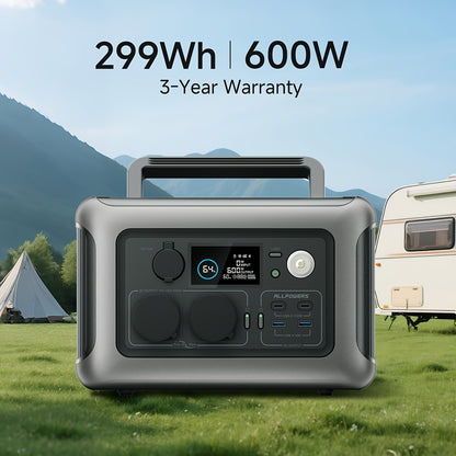ALLPOWERS R600 299Wh Portable Power Station LiFePO4 Battery AC Output Solar Generator with 600 W Batteries, 0-100% Quick Charge In 1 Hour for Camping, Motorhome, Emergency, RV, Portable Generator for Camping, Solar Battery, G