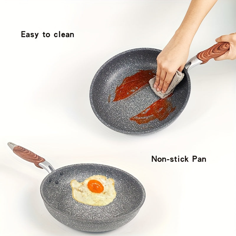 1pc Flat Bottom Frying Pan, Non-Stick Frying Pan, Household Cookware, Suitable for All Stovetops, Easy to Clean, Ideal for Home Kitchen Use