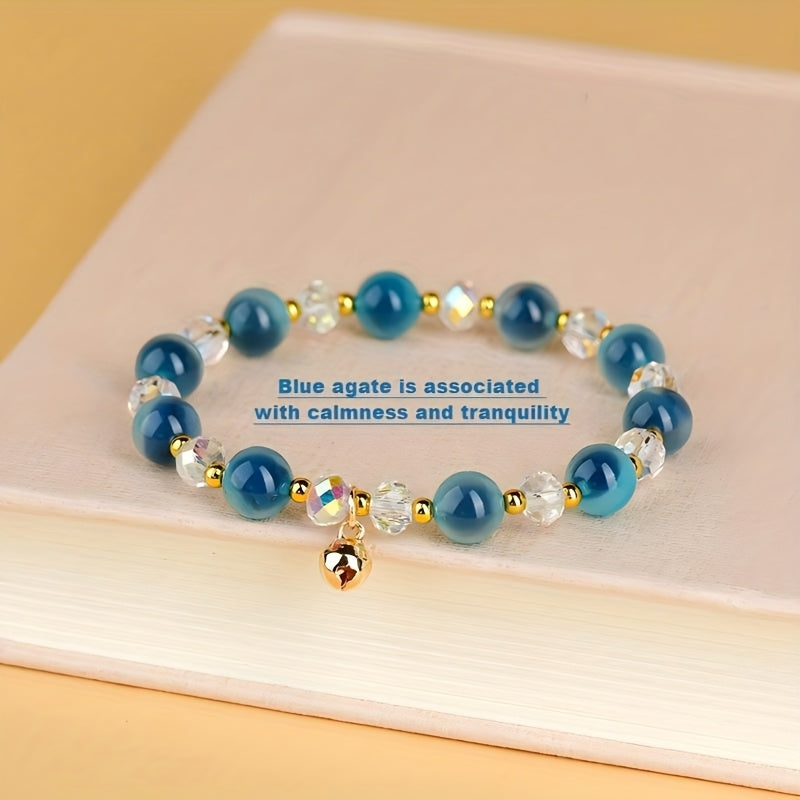 1pc fashion Golden-absorbing bracelet, blue agate imitation bracelet, natural stone wealth to attract wrists, accessories for daily wear of wealth and good luck, Golden-absorbing wrists | Real stone bracelets, money bracelets