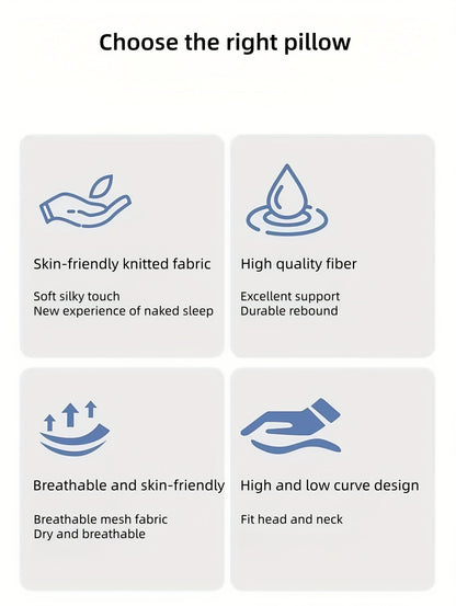 1pc Zero Pressure Deep Sleep Neck Pillow - 4-Level Ergonomic Cervical Pillow with Anti-Hunchback Design, Soft & Firm Support for Side/Back/Stomach Sleepers, Non-Collapsing Core, 8-Hour Comfort, Hand Washable, Ideal for Home U