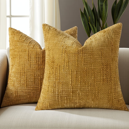 2pcs, Chenille Throw Pillow Covers Set of 2 Thick Textured Slubby Couch Pillow Covers Farmhouse Accent Modern Neutral Decorative Pillow Cases for Bed Sofa, Living Room, Machine Washable