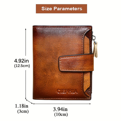 1pc CIEPHIA Men's Genuine Leather Wallet - RFID Blocking -Theft, Vintage Brown (Dark tan/, with Zipper Closure, 17-Card Holder, Coin Pocket, ID Window, Multi-Compartment - Heavy-Duty Full-Feature Wallet for Men, Ideal Gift fo