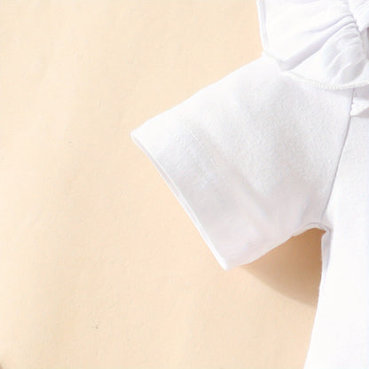 3pcs Short Sleeve &amp; Shorts Set for Newborns - "I'm Daddy's Girl" Letter Print Pants and Headband, Mommy's World Alphabet Kids' Outfit, Perfect for Outdoor