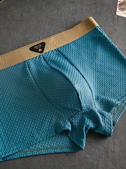 4-Pack Men'S Ice Sliky Fiber Fabric Underwear, Multi-Color Ultra-Thin Elastic Boxer Briefs for Spring, Summer, Autumn & Winter - Breathable and Stretchy Casual Shorts in Various Styles for Daily Wear