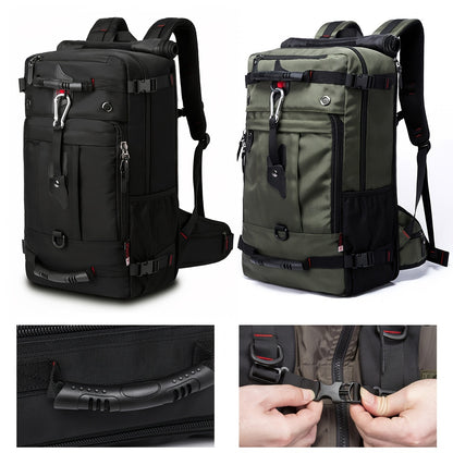 50L Large Capacity Convertible Backpack for Men - Black, Multi-Functional Hiking & Travel Bag with Laptop Compartment, Adjustable Straps, Durable Polyester Lining, Ideal for Outdoor Adventures, Sports, and Everyday Use, Trave