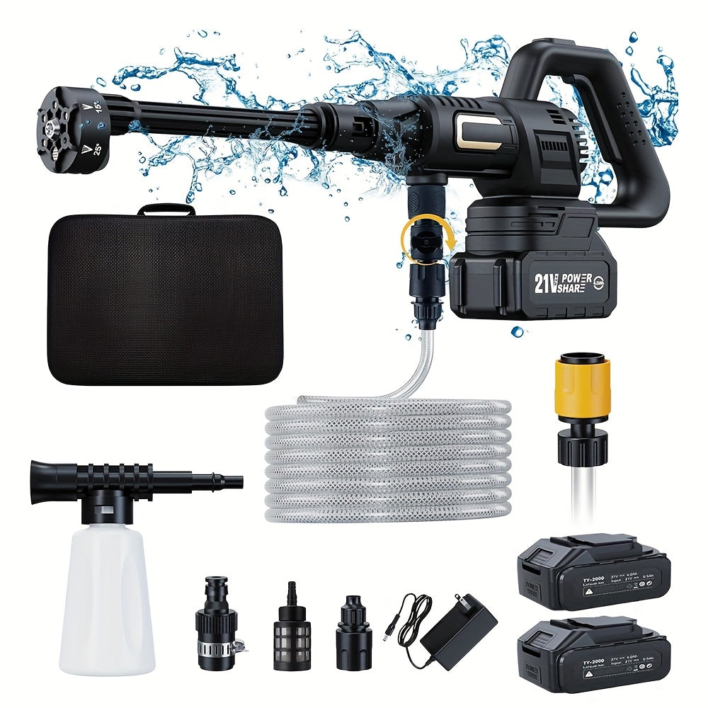 Heavy-duty cordless pressure washer 3000W 200Bar - Brushless motor, portable with carrying case, compatible with Makita 18V lithium batteries, for garden, patio, car, machine cleaning - Professional and home use, Sleek Tool.