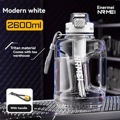 NRMEI 64oz Water Bottle with Time Marker - BPA-Free Half Gallon Hydration Flask, Large Sports Water Bottle with Straw and Lid, Handle, Suitable for Camping & Gym