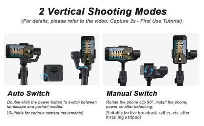 3-Axis Gimbal Stabilizer for iPhone 13 12 11 Pro Max XS X XR Samsung s21 s20 Android Smartphone, Handheld Gimble with Focus Wheel, Phone Stabilizer for Video Recording Vlog - FUNSNAP Capture 2s Combo