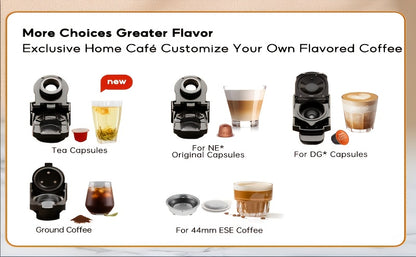 CAFELFFE Multifunctional Capsule Coffee Machine | Italian Espresso Machine | Hot and Cold Use | Quick Heating | Compatible with NES Capsules, DG Capsules, ESEpod | Automatic Coffee Maker for Home and Office | Great Gift for D