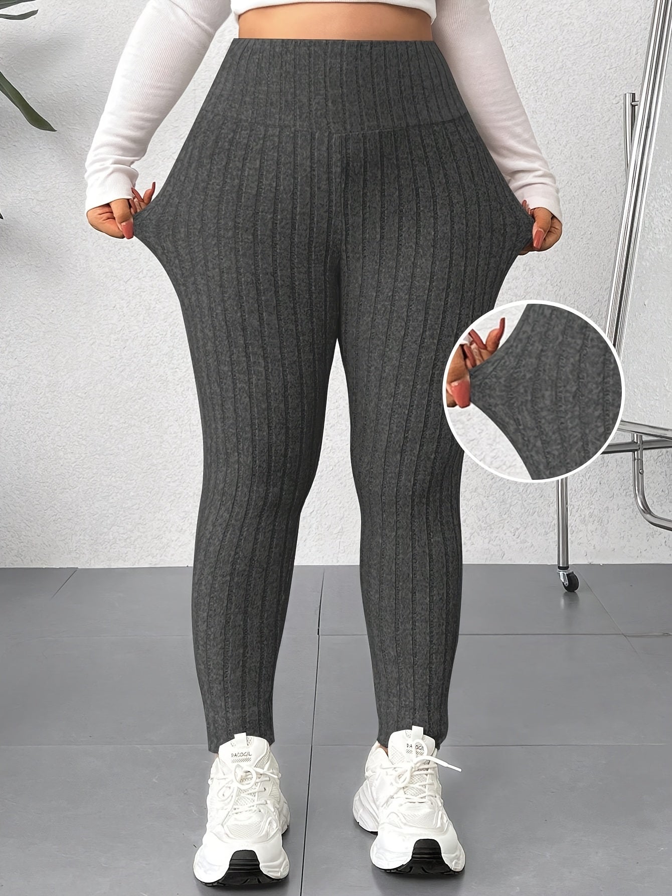 Plus Size, Women's High-Waisted Skinny Leggings - Non-See-Through Stretchy Pants, Machine Washable Tight Pants for,, Everyday Outfits - Plus Size Friendly & Casual Leggings