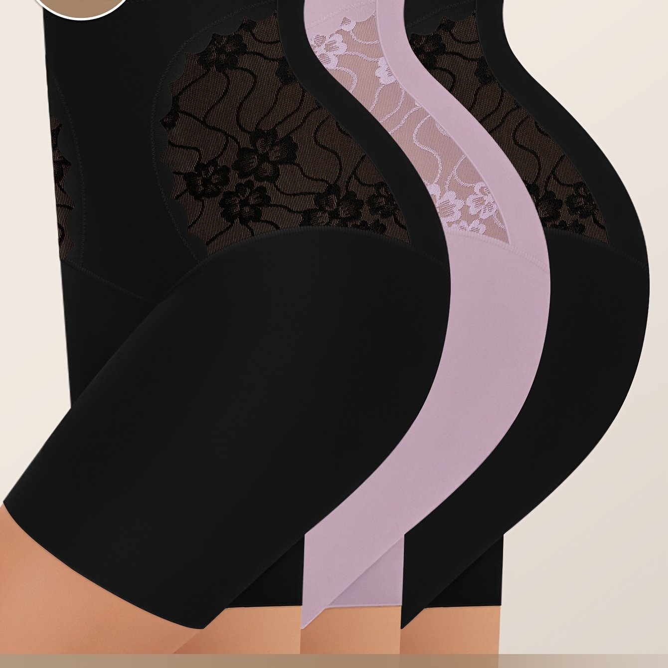 3pcs Women's Tummy Control High Fashion Underwear, Boxer Briefs, Breathable Lace Mesh Safety Pants for Summer and Leg Shaping, Seamless Tummy Underwear, High Waist Panties, Plus Size Women's Panties, High Wa