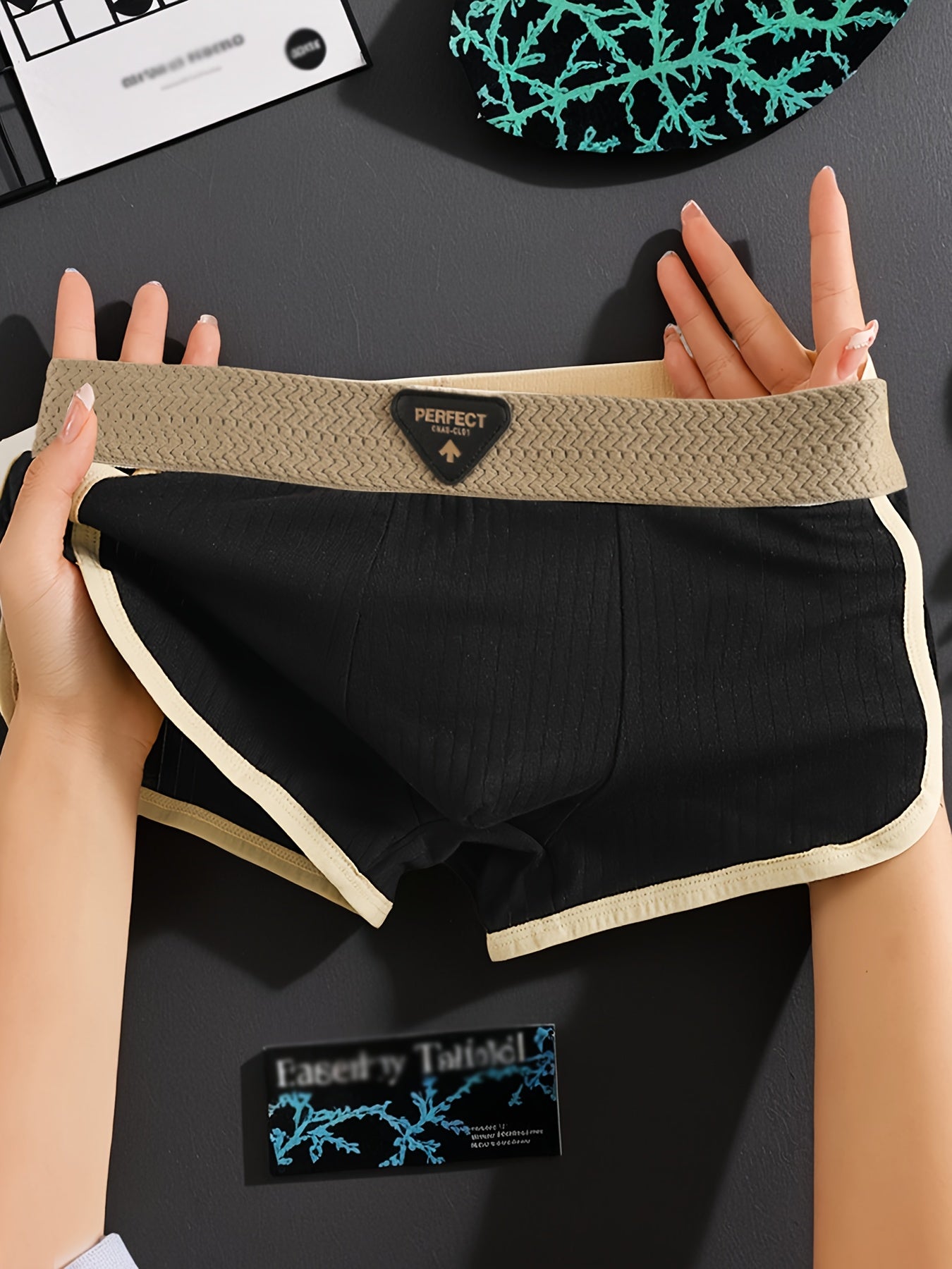 3pcs Men'S Boxer Briefs - Breathable, Comfortable, Stretchy Ribbed Striped Underwear in, Green, and, Perfect for Casual Attire or Sports, Comfortable Underwear | Ribbed Texture | Medium Elasticity