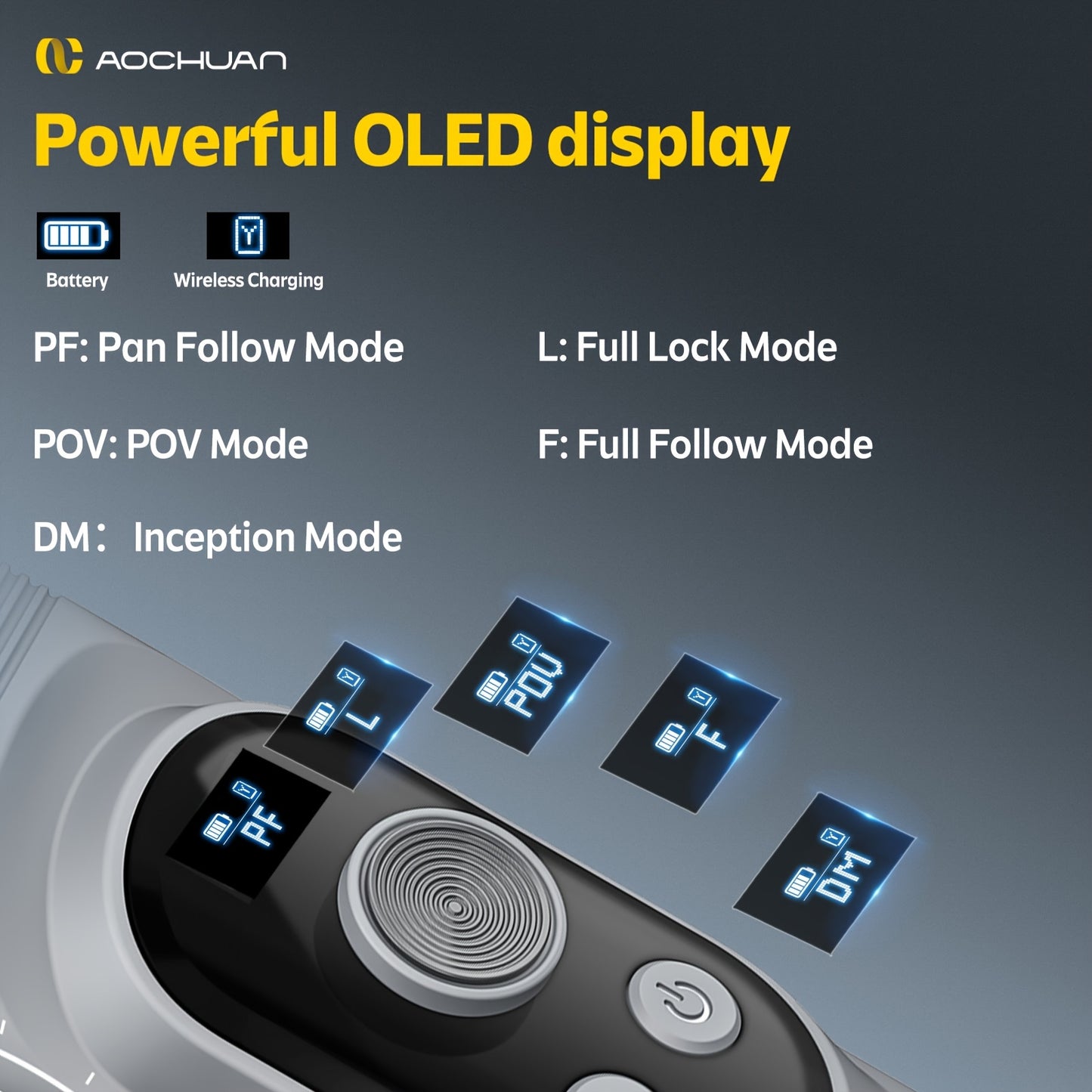 AOCHUAN Xpro Gimbal Stabilizer Dimensional Stability Anti-shake Can Be Handheld Desktop Tripod Reverse Charging Photography Mode with Fill Light LED Display Remote Control Face Follow Body Follow Gesture Control Self-timer VL